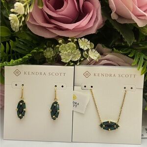 NWT Kendra Scott Set of Lindy Rae Lee Drop Earrings + Lindy Rae Elisa Necklace